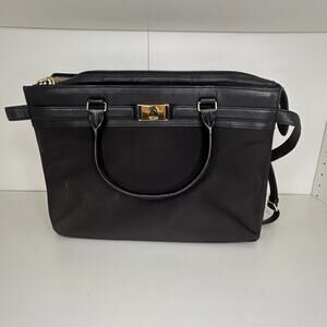 Tumi Larkin Black Nylon Leather Laptop Tote Briefcase Bag Gold Hardware